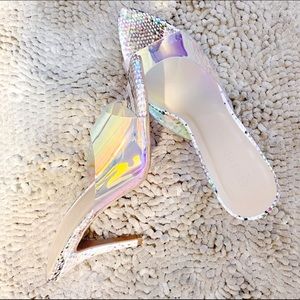 Hologram Lucite Pointed Open Toe Stiletto